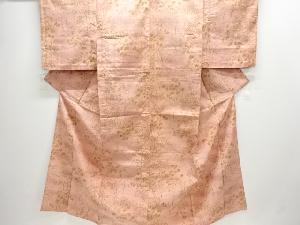 草葉模様手織り紬単衣着物